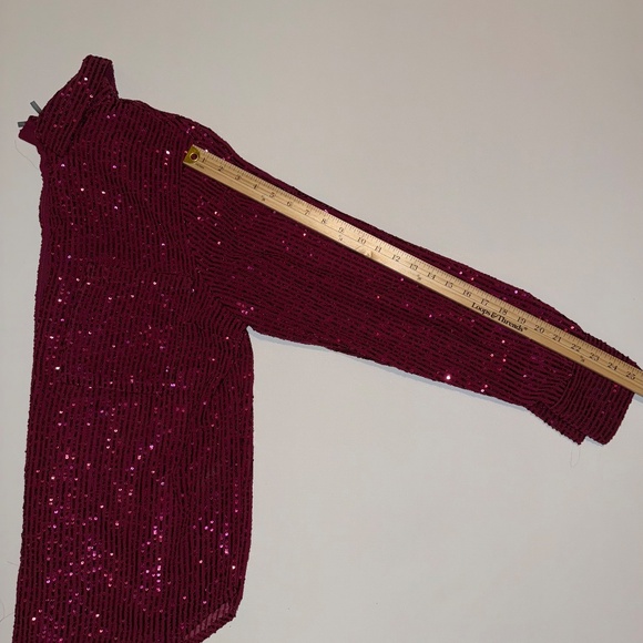 Anthropology Magenta Sequin Long Sleeve Button Up Blouse - Picture 5 of 6
